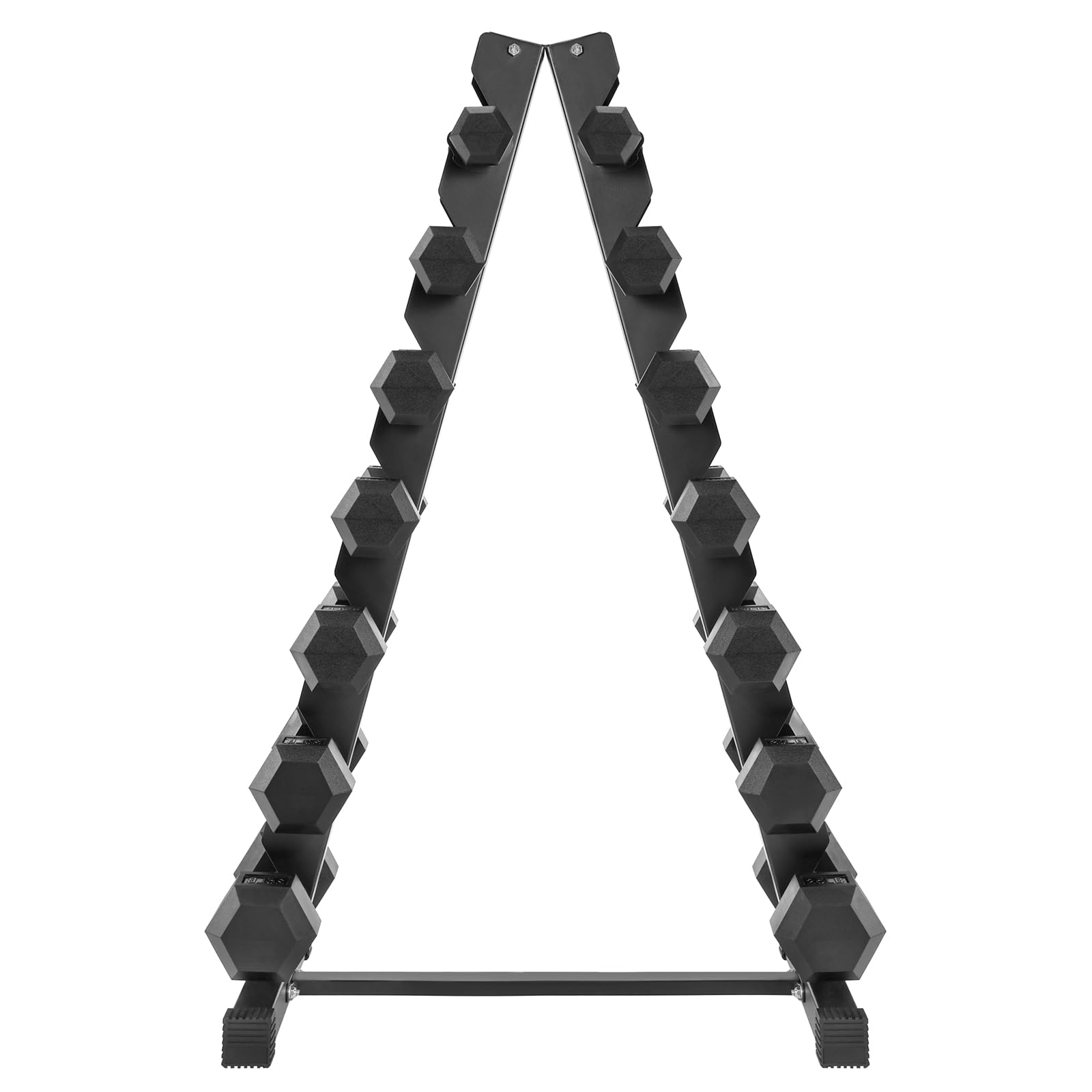 190 Pound Hex Dumbbell Set with Rubber Coated Dumbbells and Rack