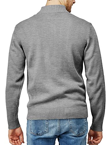 H2H Mens Casual Slim Fit Pullover Sweaters Long Sleeve Knitted Fabric Zip Up Mock Neck Polo Sweater3