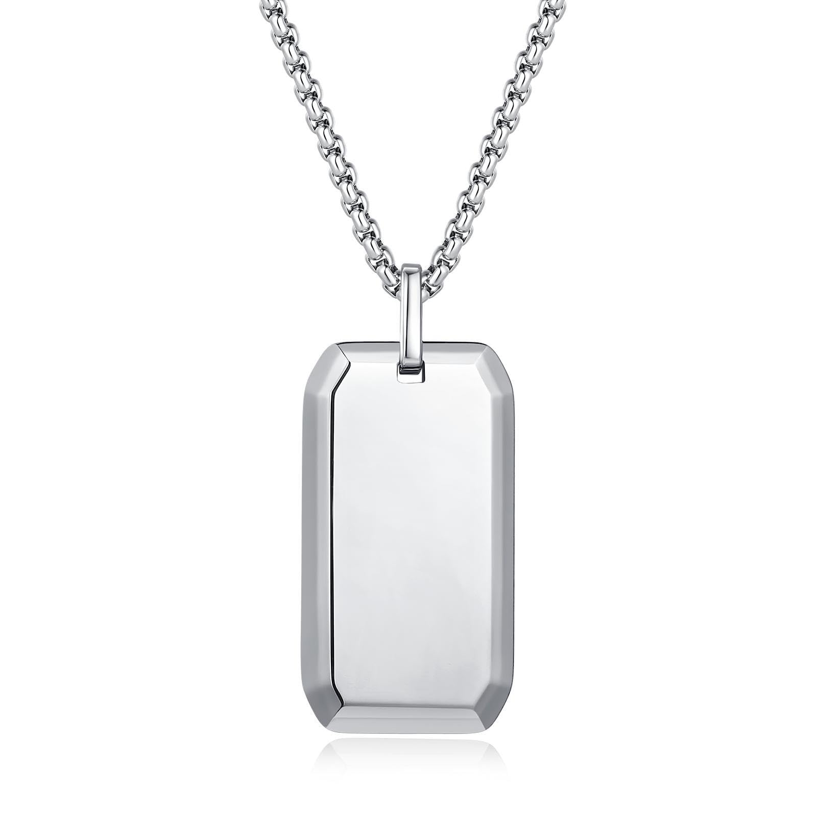 COAIDog Tag Necklace Tungsten Steel Necklace for Men, 20"/22"/24" Stainless Steel Box Chain Necklace
