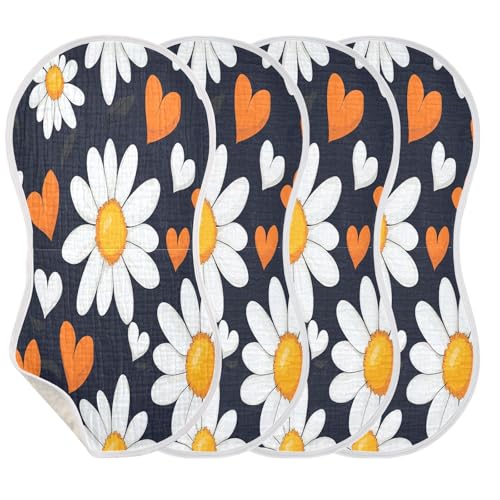 Beautiful Flowers Plant Burp Cloths Cotton Baby Washcloths,Large 22x11in Burping Cloth Absorbent and Soft for Newborn Baby Boys and Girls,4 Pack3