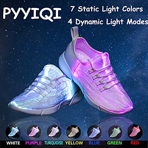LED Fiber Optic Shoes Light Up Sneakers for Women Men Luminous Trainers Flashing Sneakers for Festivals, Christmas, Halloween, New Year Party with USB Charging, White2