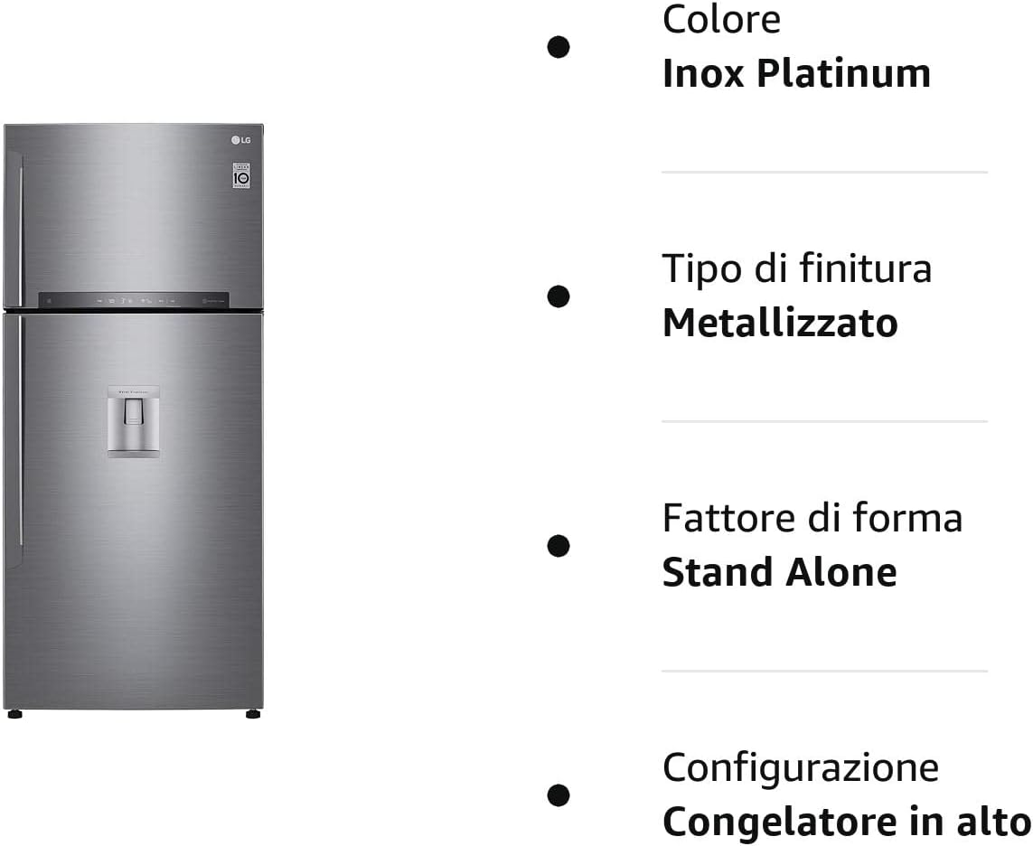 LG GTF744PZPZD Frigorifero Smart Doppia Porta Total No Frost con Congelatore, 509 L, 43 dB, Tecnologia Multi Air Flow, Linear Cooling, Door Cooling - Frigo con Freezer, Wi-Fi e Display LED LG GTF744PZPZD Frigorifero Smart Doppia Porta Total No Frost con Congelatore, 509 L, 43 dB, Tecnologia Multi Air Flow, Linear Cooling, Door Cooling - Frigo con Freezer, Wi-Fi e Display LED