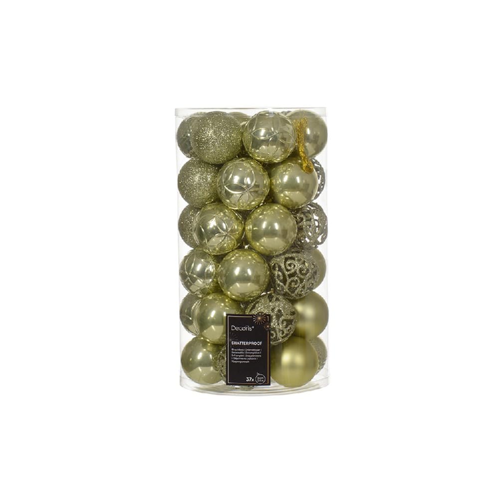 Kaemingk Decoris Pistacio - Juego de Bolas de Navidad irrompibles (37 Unidades, Acabado Mate, Brillante)