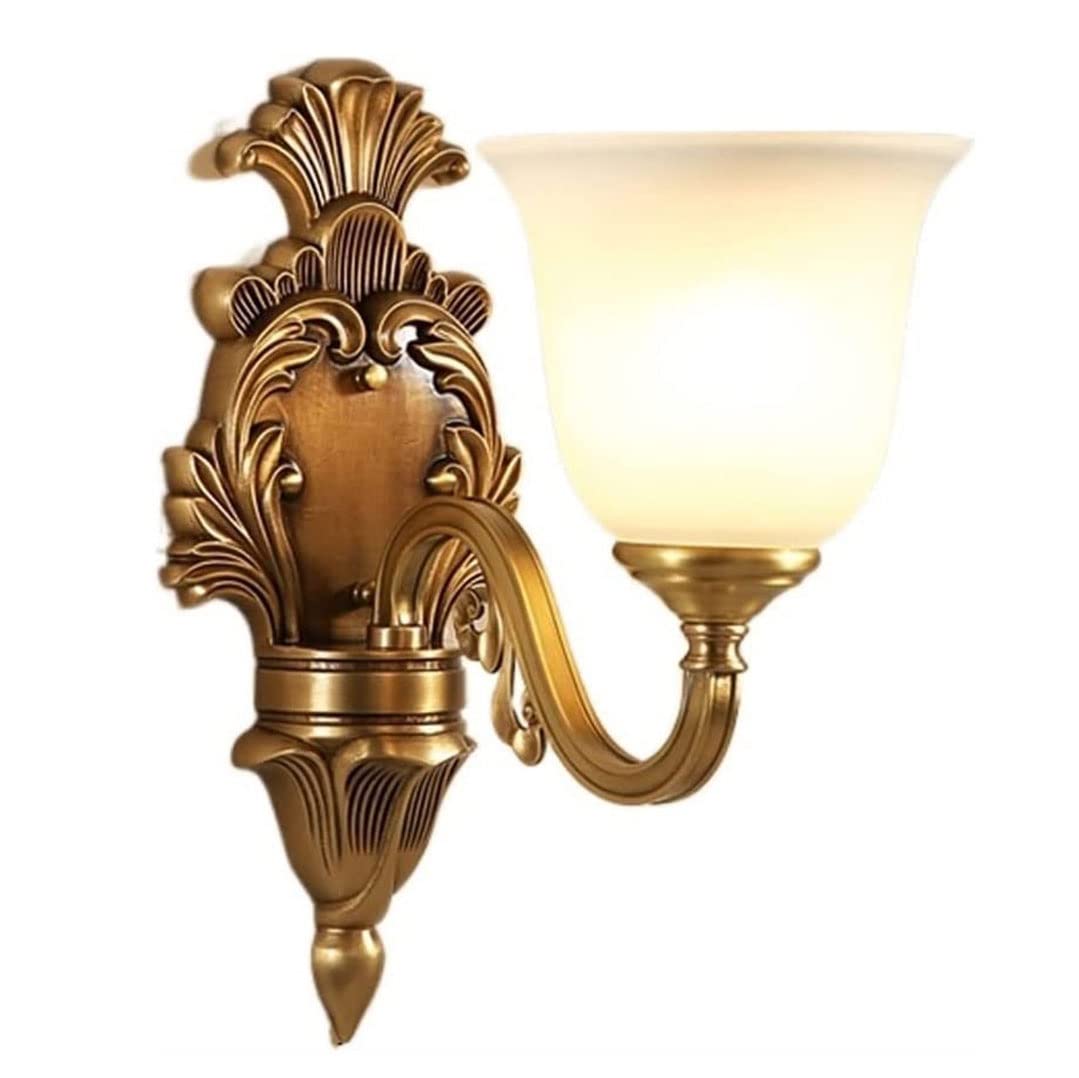 VDOQTLJT Wall Mount Light American Retro Brass Lamp Scocne with Glass Shade Compatible with Bedroom Bedside Living Room Lámpara De Pared LED Chandelier Ceiling