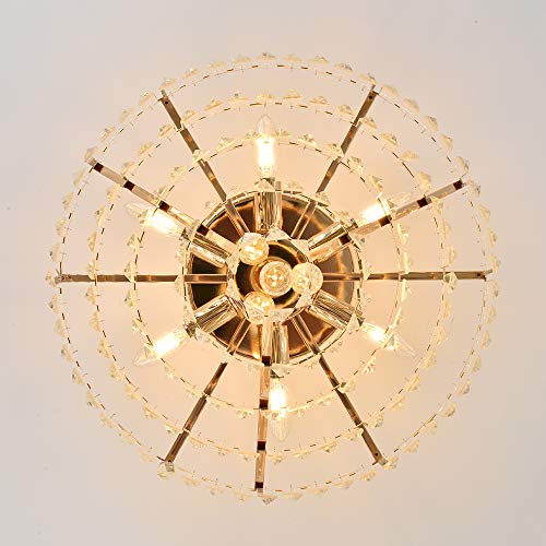 Mondaufie Modern Gold Crystal Chandeliers,5-Tier Round Semi Flush Mount Chandelier Light Fixture,Large Contemporary Luxury Ceiling Lighting For Living Room Dining Room Bedroom Hallway, H20.5'' X D20'' #TOP4