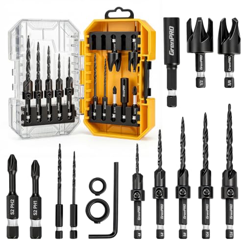 GRENPRO Countersink Drill Bit Set with Plug Cutters
