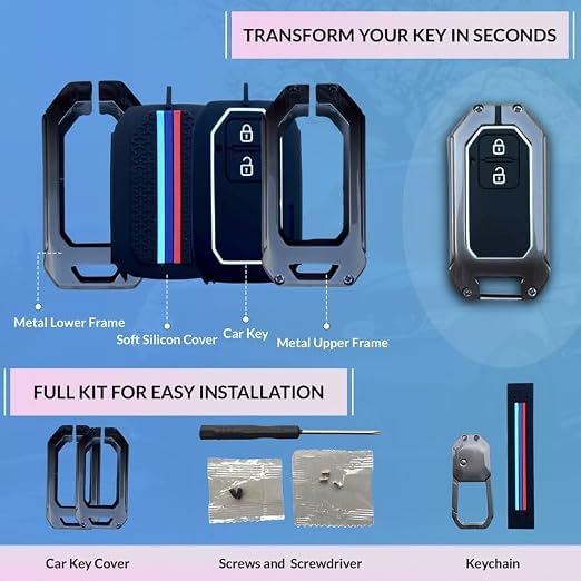 Image of NEODRIFT 'KeyShield' Car Key Cover for Maruti Suzuki Swift (Shape 2, 02 Buttons) (Durable, Stylish and 360 Protection)
