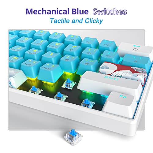 Image of Fogruaden 60% Mechanical Keyboard, 61 Keys Gaming Keyboard, RGB Backlit, Compact 60 Percent Wired Keyboard for Win /Mac PC Gamer, Easy to Carry on Trip (Blue,Blue Switch)