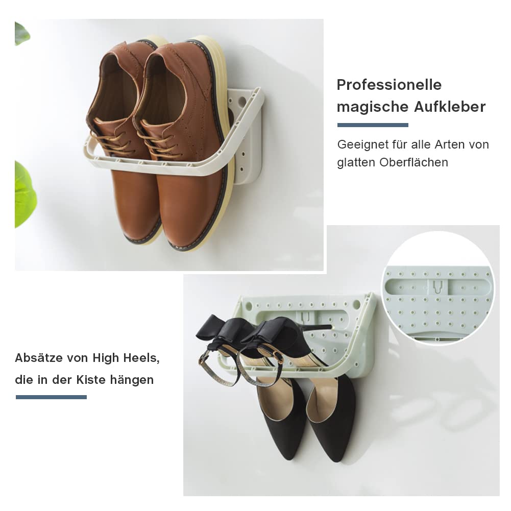 Lot 5 Supports Muraux Chaussures Pliables – Sans Perçage Velcro – Gris – Idéal Camping-car, Entrée, Porte