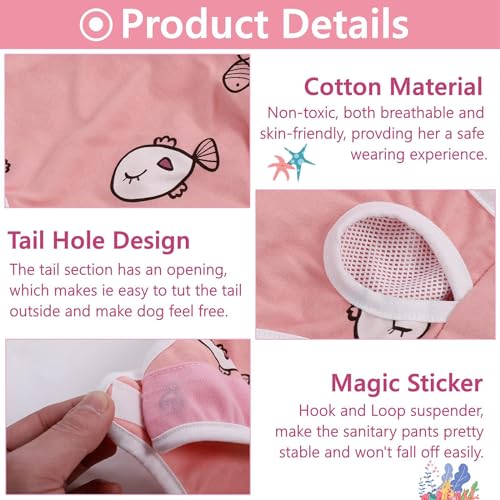 Lelepet Hundewindeln für Hündinnen, Waschbar Windeln für Hunde mit Verstellbarem Strumpfhalter, Wiederverwendbare Hunde Periodenhose, Hündinnen Läufigkeitshose Welpenwindeln, Rosa M
