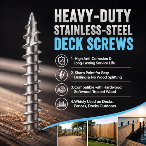 #10x3inch Tornillos para Deck de Acero Inoxidable 50 PCS con Broca Estrella T25 miniatura 4