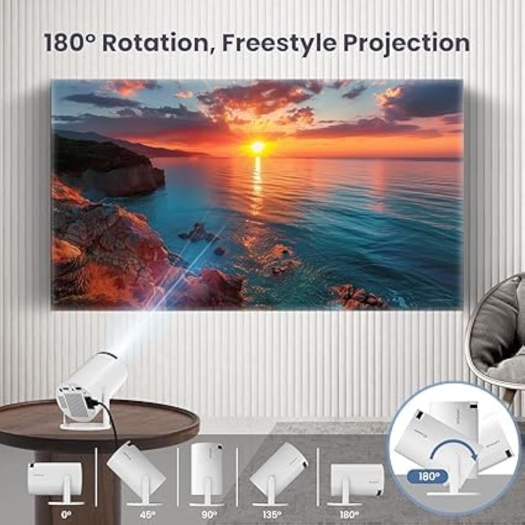 Outdoor Portable Movie Projector with WiFi and Bluetooth