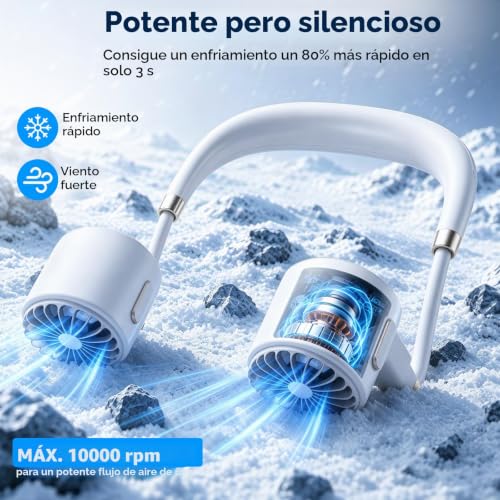 Ventilador de cuello portátil para combatir las olas de calor sin sufrir ruidos 5