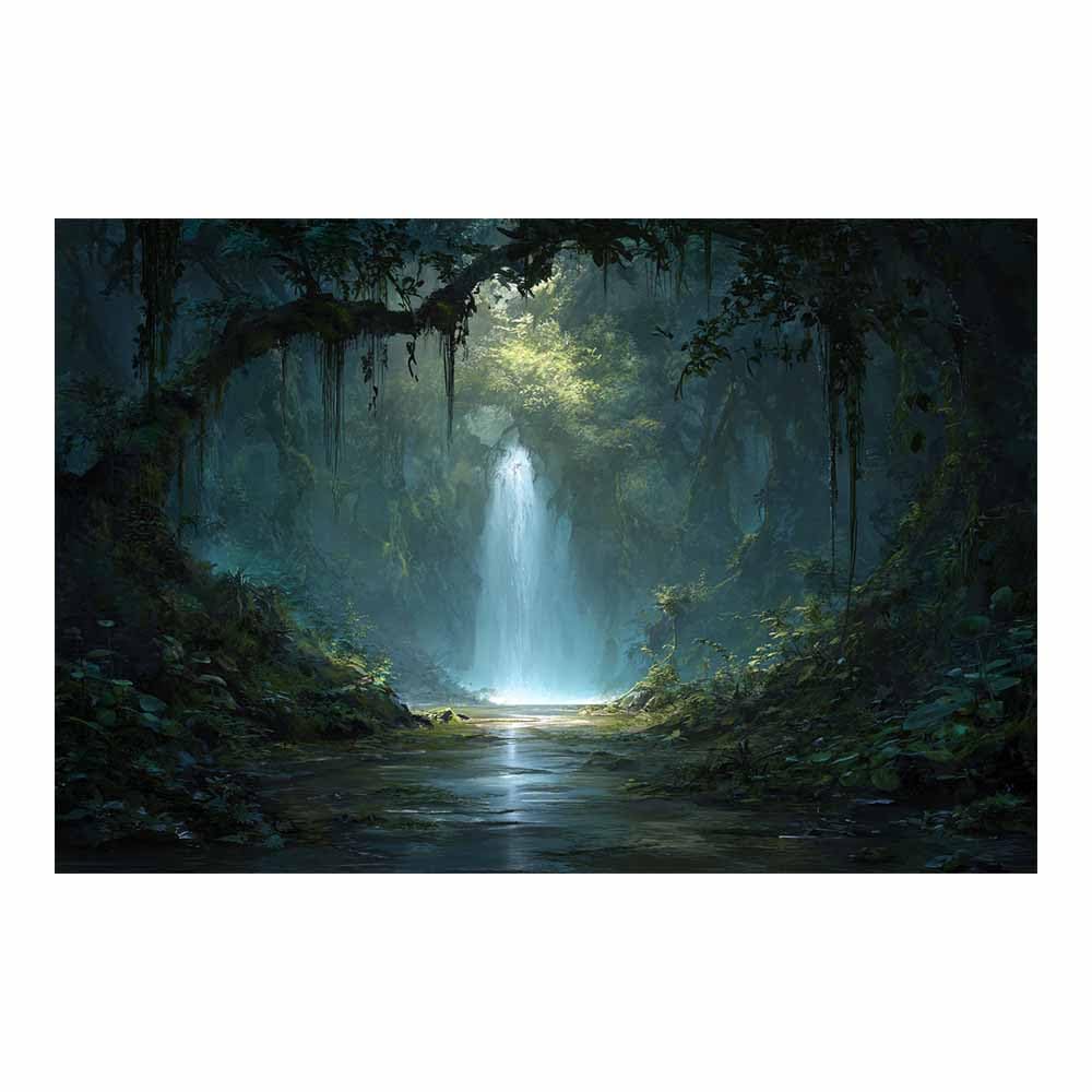 HOQIU Beautiful wall art RainForests s Waterfall Scene canvas artwork for wall, art prints, For living room, bedroom, bathroom, dining room, painting and decor.(Multicolor)-80x120cm Unframed