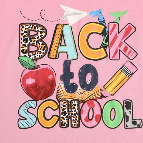 Image of Toddler Girls Back to School Pencil Outfits Set Ruffle T-Shirt Dress and Pants Outfit Set 3-8Years