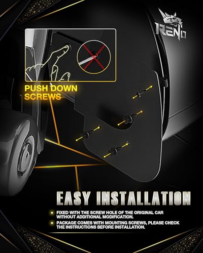 Image of RENO Model 3 Mud Flaps, Mud Guards Sides Splash Guards Driver + Passenger Side Vehicle Sediment Protection Compatible with 2018-2025 Model 3 (Front + Rear, 4pcs)