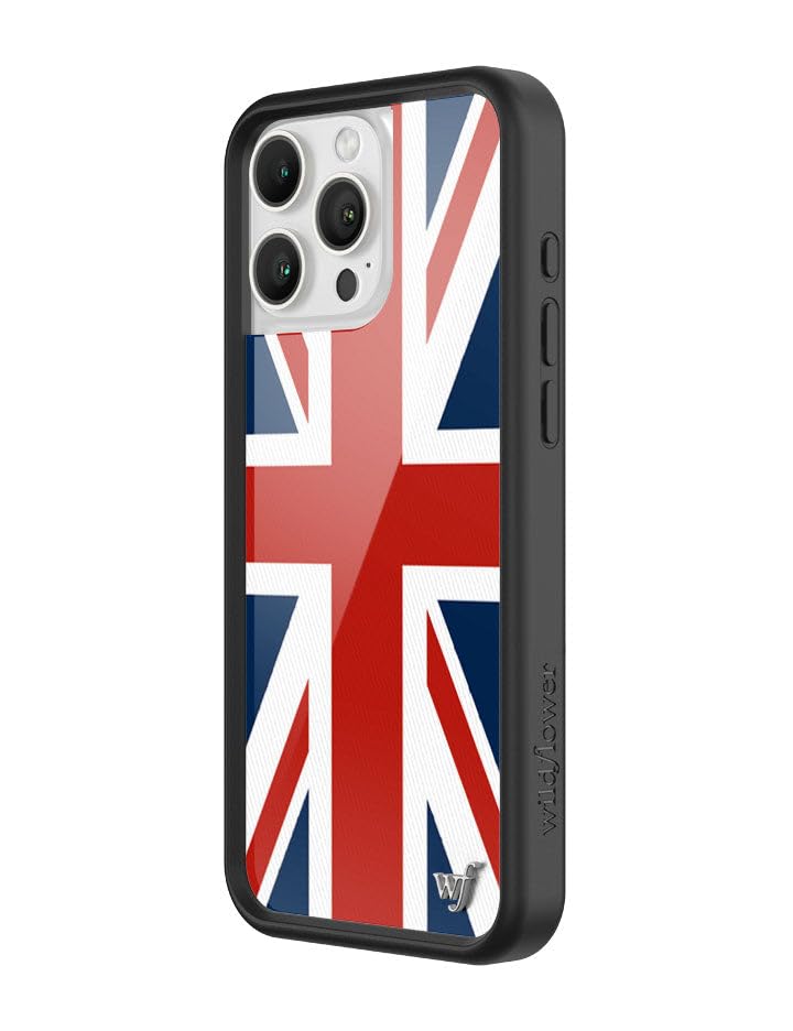 Image of Wildflower Cases - Compatible with iPhone 16 Pro Max | Protective Black Bumper, 4ft Drop Test Certified, Women Owned Small Business | UK British Flag Vintage London y2k Trendy | Union Jack