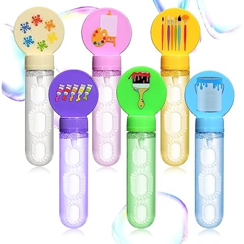 24Pcs Art Painting Bubble Wands, Art Birthday Party Favors Bubbles for Kids, Art Bubble Blowing Toys for Kids Adults, Cute Bubble Maker for Birthday, Back to School, Bath Time Summer Indoor Outdoor Cover