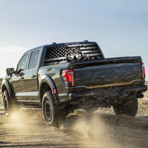 Image of Rear Window Decals for Trucks - 65x17.3 in Back Window American Flag Decals Fit Most Pickup Trucks SUV, Vinyl Back Window Decal Truck Rear Window Graphics for Personalized
