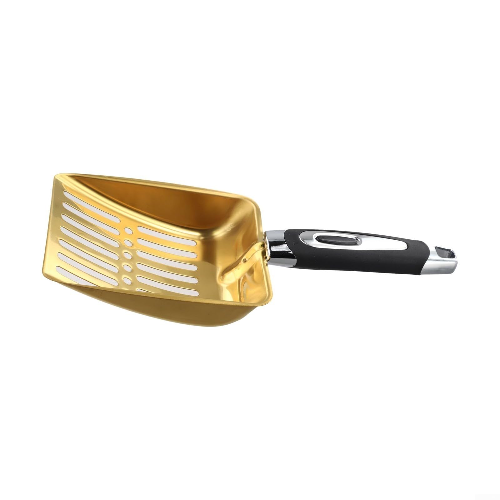 Pala hueca para cenizas de chimenea, pala de hierro resistente al calor para una eliminación eficiente de cenizas de estufas de leña, hogueras y parrillas, 25,5 cm (dorado)
