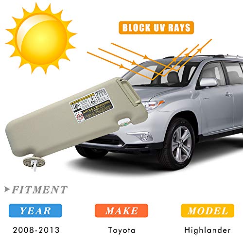 image for A ABIGAIL Left Driver Side Sun Visor Replacement for Toyota Highlander