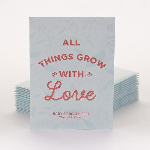 Bentley Seeds All Things Grow with Love - Paquetes de semillas de aliento para bebé, 25 paquetes individuales de semillas de aliento para bebé,