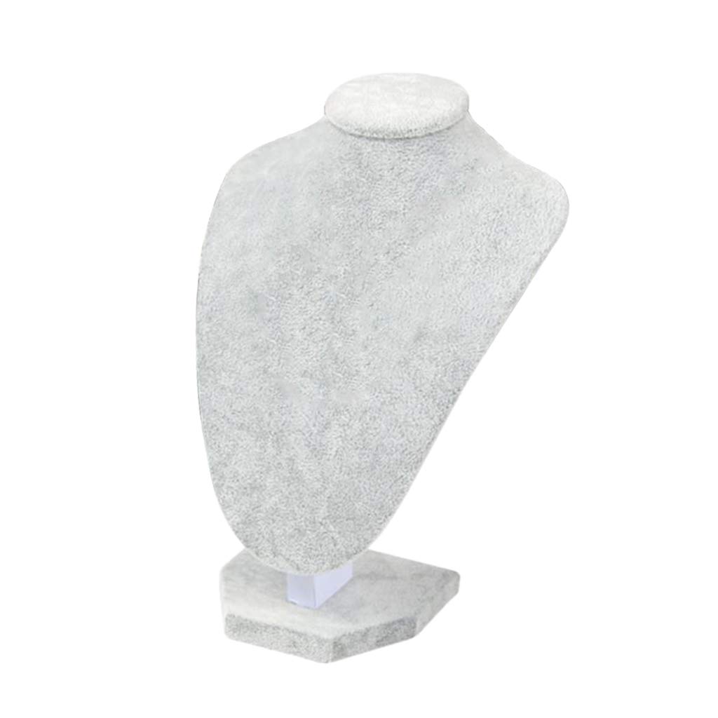 SDENSHINecklace Display Bust Mannequin Jewelry Display Stand Holder, Grey - 29x21x18cm