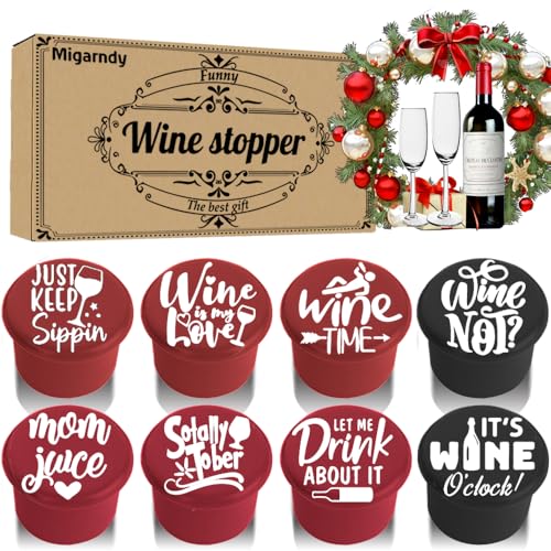 8 Funny Wine Stoppers - Wine Lover Gifts for Women, Wine Accessories for Wine Lovers, Fun Wine Stoppers Seals Bottle and Keeps Wine Fresh