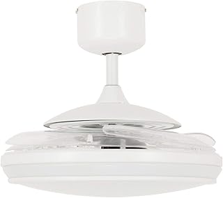 Fanaway Wentylator sufitowy EVO1 LED, średnica 122 cm, obudowa biała z przezroczystymi skrzydłami, oświetlenie z możliwością ściemniania, łącznie z pilotem zdalnego sterowania, 211035