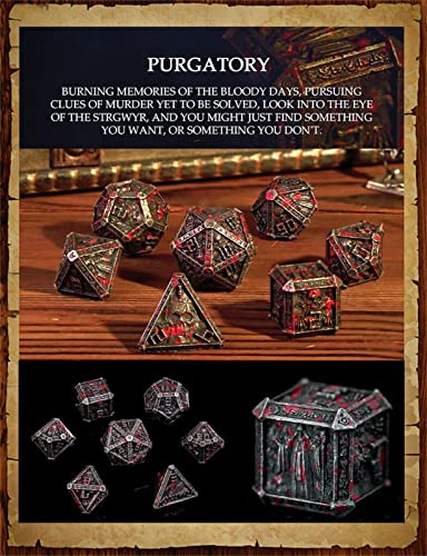 Image of DND Metal Dice Set Skull Polyhedral Dice Set with Gift Box Metal DND Dice Set for MTG D&D RPG Table Games D4 D6 D8 D10 D12 D20 Role Playing Game DND Gifts for Players DM Game Masters