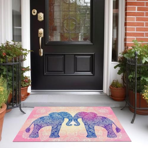 Tapis de salon lavable 150x210cm à motif de mandala complexe rose clair