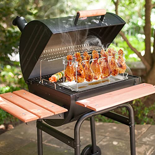 Soporte alitas pollo Onlyfire de acero para evitar grasa pegada en la parrilla 5