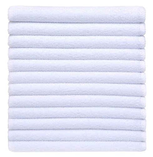Simplife Großhandel Mikrofaser-Reinigungstücher, Mikrofaser, Geschirrtücher, Küchentücher, Waschlappen, 12 Stück, 30,5 x 30,5 cm, Nylon, weiß, 12 inch x12 inch