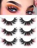 Colored Lashes Mink Cat Eye Dramatic Fluffy Fake Eyelashes Pink Long Wispy Curly Strip Christmas Fal