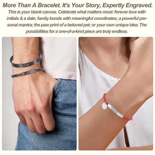 MECCANIXITY Custom ID Bracelets for Men Women, Personalized Custom Engraving Name Stainless Steel ID Engravable Bracelets Chain with Bag for Christmas Jewelry Gift4