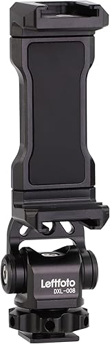 Miniatura 3 de LEFTFOTO Adaptador universal multifuncional de aluminio para teléfono, soporte de trípode para teléfono con zapata fría y rosca de 14 pulgadas,