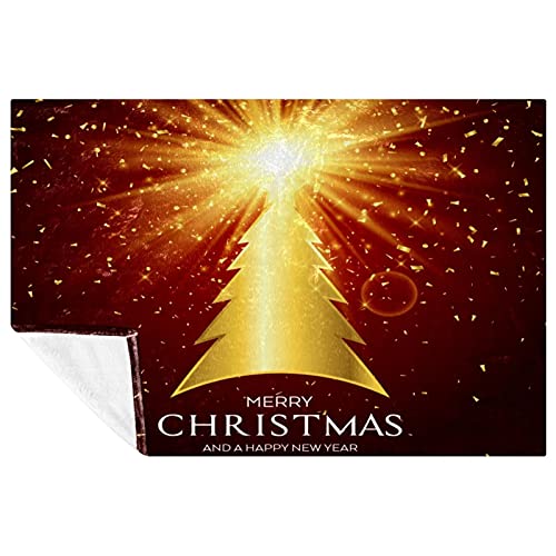 Couverture douce motifs dorés de Noël plaid lit haut de gamme