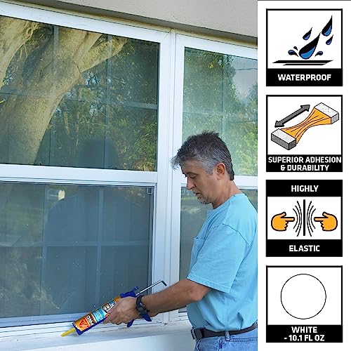Image of SIKA Sikaflex Construction Sealant - White, All-Purpose Polyurethane for Joints 1 /2 inch or Smaller - 10.1 fl. oz - Weatherproof, High Elasticity, Paintable, Strong Adhesion, (Pack of 2)