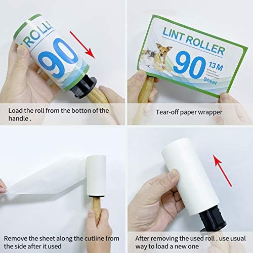 DHMAKER Extra Sticky Lint Rollers for Pet Hair, Value Pack with 2 Rollers and 6 Refills (90 Sheets per Refill, Total 540 Sheets) (6 Rollers (Bamboo))