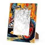 Colorful Motorcycle 4x6 Picture Frame Motorcycles 4x6 Photo Frame with Stand Photos Frame, 4 by 6 Wooden Picture Frames for Vertical or Horizontal Display