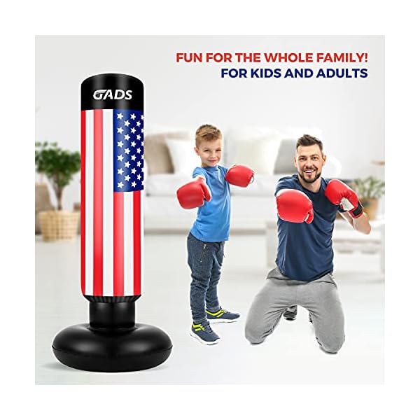 Gads-Punching-Bag-for-Kids-Premium-Inflatable-Bag-for-Immediate-Bounce-Back-62-inches-Free-Standing-Bag-for-Boxing-Kickboxing-Karate-Stress-Relief Kids Karate Punching Bag, Kids Kickboxing Bag, Bounce Back Punching Bag for Kids, Kids Boxing Bag, Punch Pro Punching Bag for Kids, Blow Up Punching Bag for Kids, Karate Punching Bag for Kids