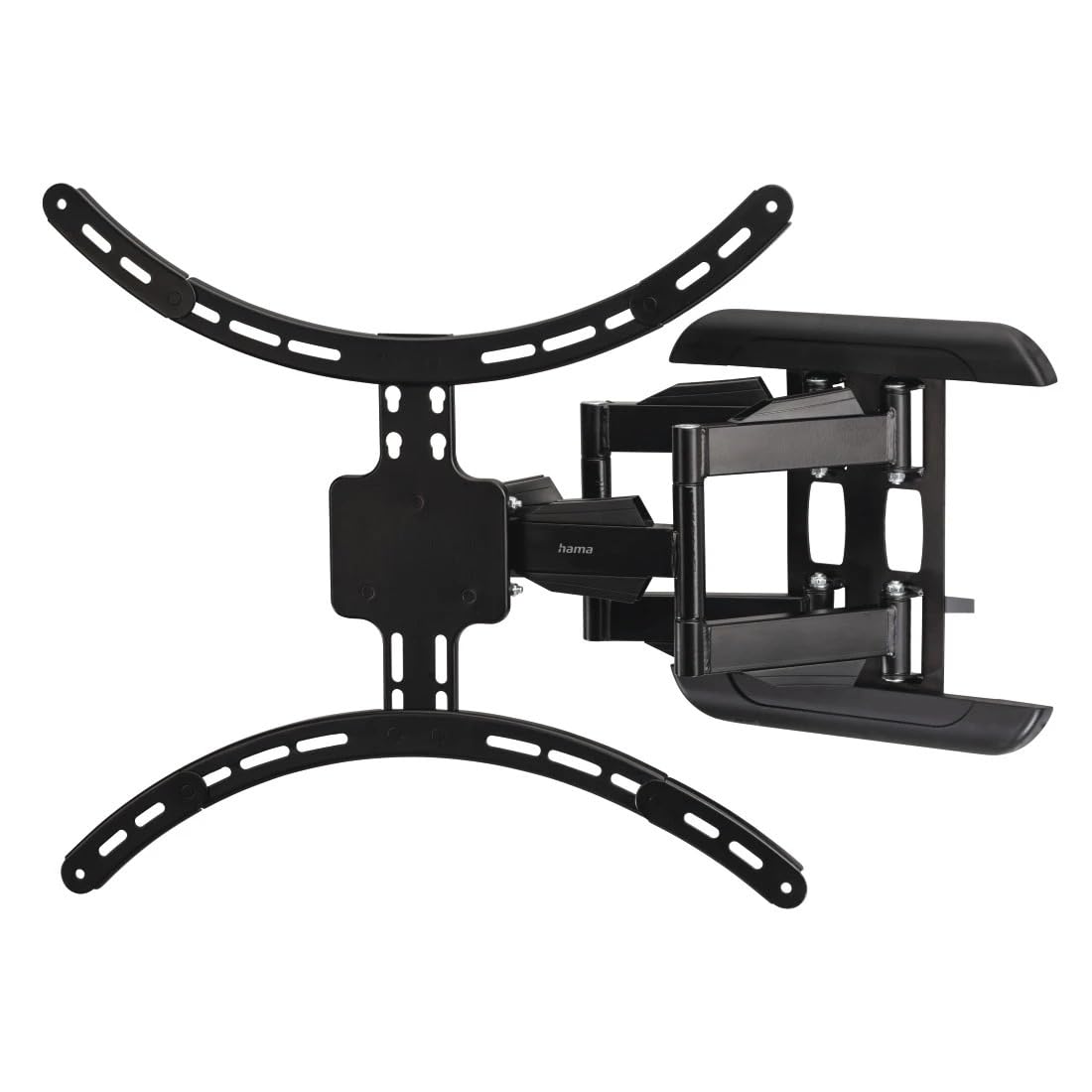 Hama TV Wandhalterung schwenkbar, neigbar, ausziehbar (TV Wandhalterung 90 Zoll, VESA 200x200 bis VESA 600x500, bis 50 kg, Kabelmanager, mit Fischer Dübeln) schwarz