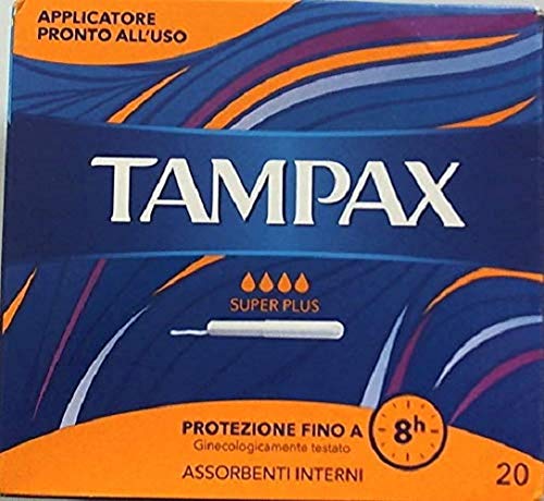 Tampax Super+ Tampons with Cardboard Applicator, Leak Protection and Feel Clean, 20-Count