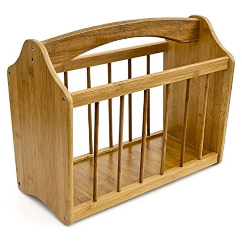 Relaxdays Bamboo Magazine Rack with Handle Cover