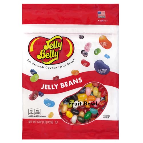 Jelly Belly Fruit Bowl 16 Flavors Jelly Beans - 1 Pound (16 Ounces) Resealable Bag - Genuine, Official, Straight from the Source
