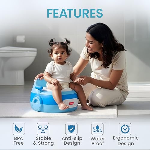 Image of LuvLap 3-in-1 Potty Training Seat for Kids 1-5 Years: Comfortable Baby Potty with Removable Pot, Safety Handles, Splash Guard & Anti-Slip Base for Secure Home Toilet Training, Blue