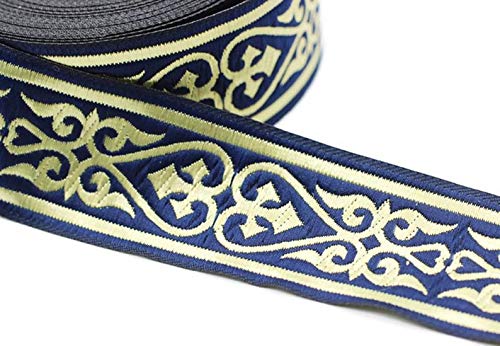 11 Yard Spool 1.37" Wide Royal Blue Celtic Heart Jacquard Ribbons Heart Embroidered Ribbons Jacquard Trim Sewing Lace Fabric 35068 #TOP1
