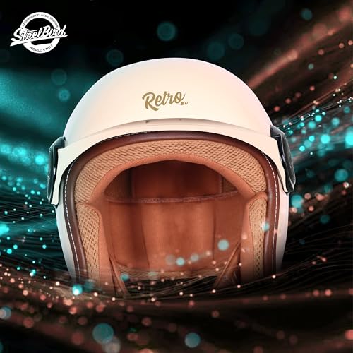 Image of Steelbird SBH 65 Retro 3.0 DOT and ISI Certified Open Face Helmet for Men and Women (X-Large 620 MM,Glossy Coral Peach)