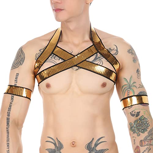 Image of Mens Harness Belt Nylon Elastic Body Shoulder Strap Sexy Halter Club Wear Cosplay Costume