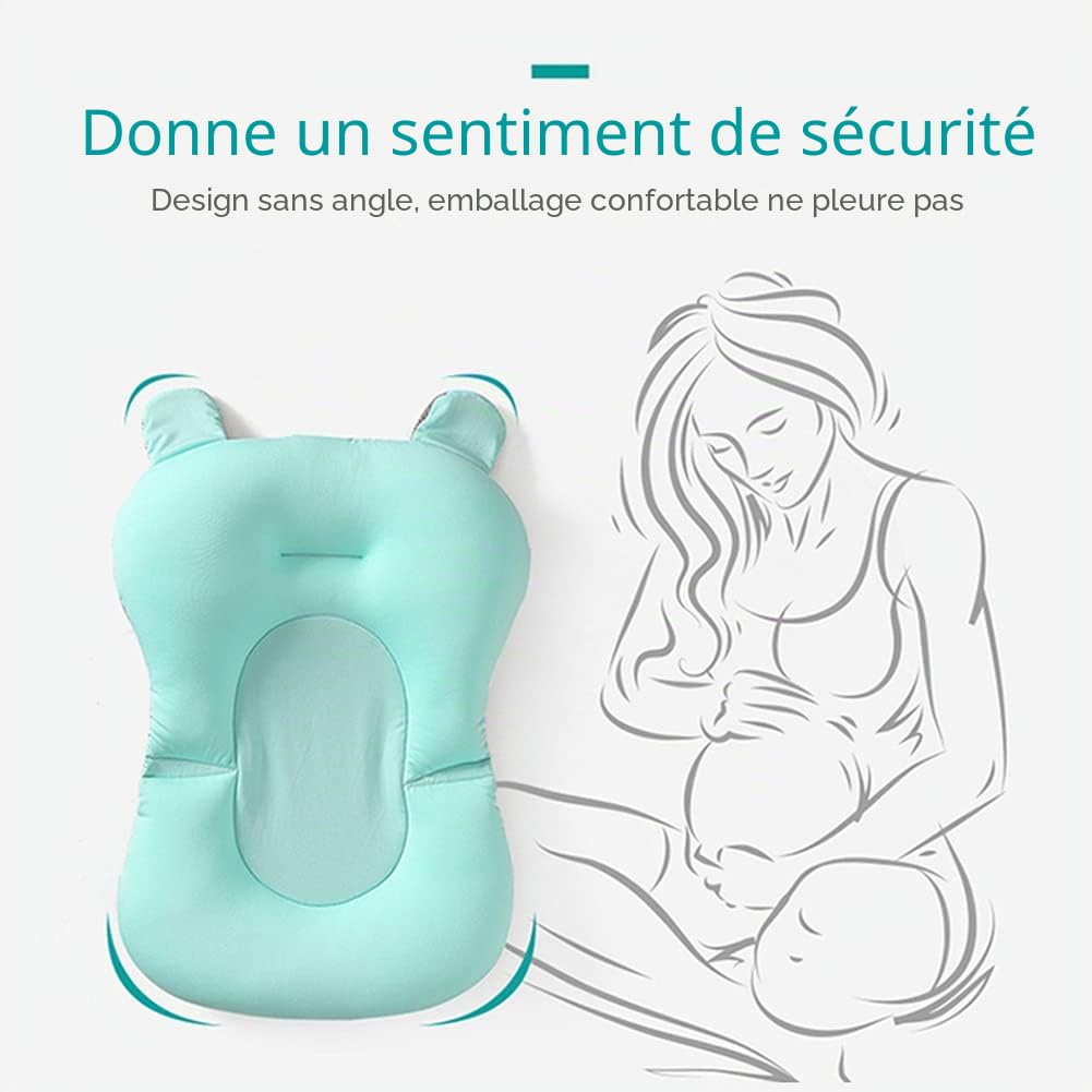 Coussin de Bain Réglable pour Bébé - Siège de Bain pour Tout-Petit, Réducteur de Baignoire, Tapis Antidérapant Pliable et Confortable